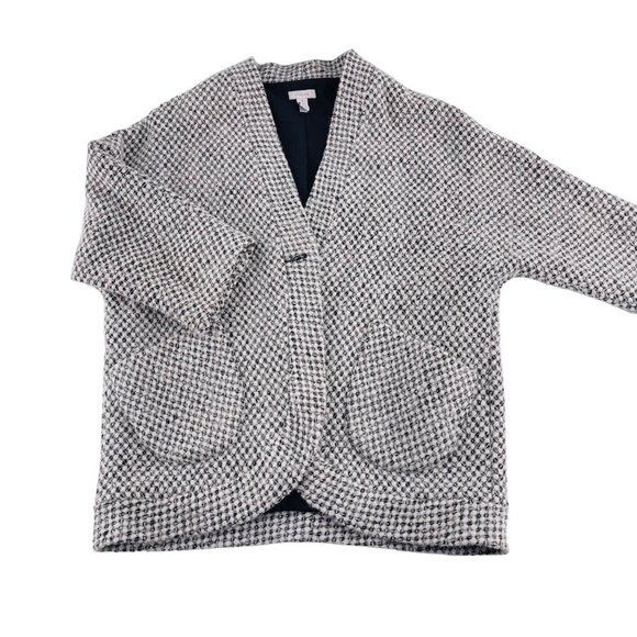 Chicos Womens Black & White Textured Cardigan Jacket With Pockets Size 1 Medium - Picture 1 of 4